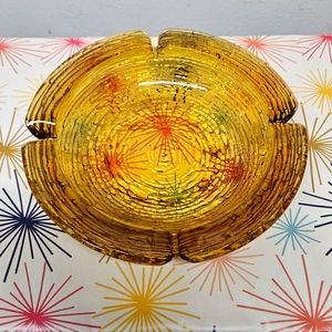 Vintage Amber Gold Soreno Anchor Hocking textured Ashtray
